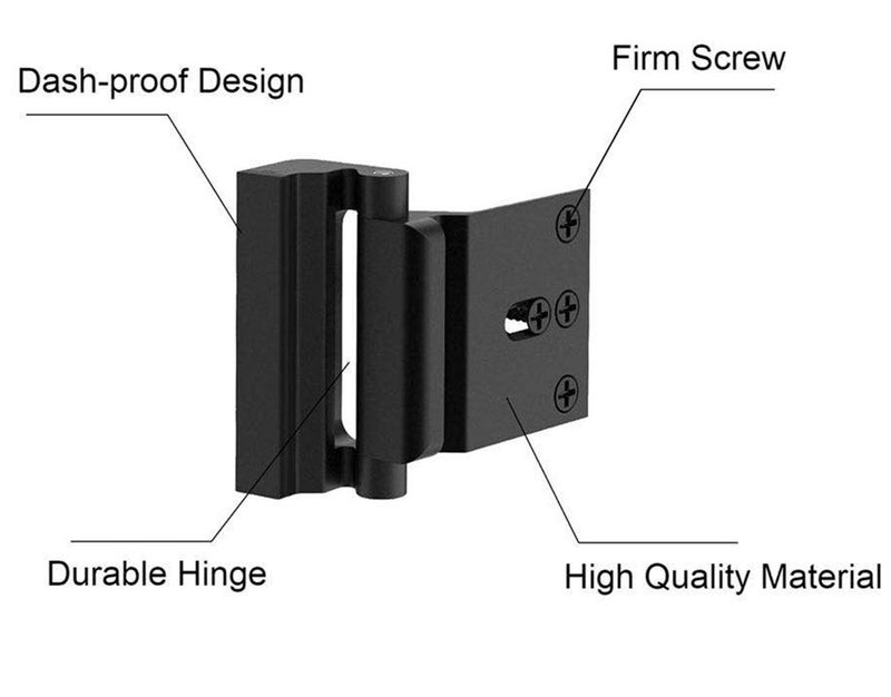 TOYFUL 4 Pack Door Reinforcement Locks with 16 Screws, Home Security Door Lock Stop for Toddler, Childproof Door Lock Night Lock Withstand 800 Lbs Black - Image 2